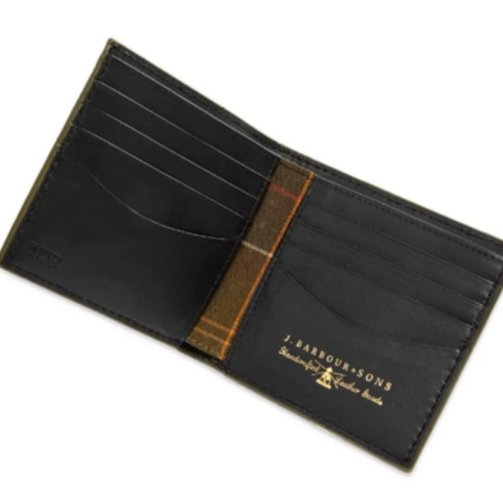 BARBOUR GRAIN LEATHER BILLFOLD WALLET Great Gift ! in Black MSRP$95